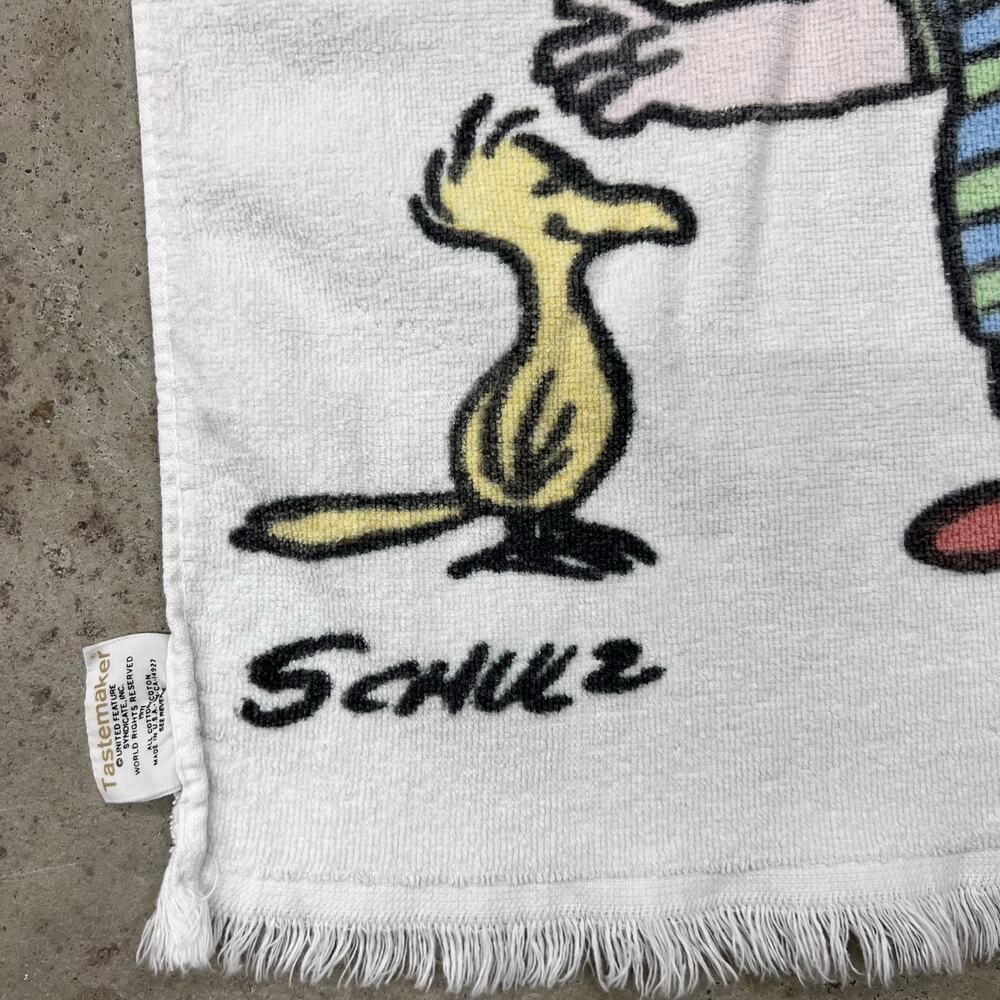 Vintage 1971 Peanuts Linus Woodstock Good Morning Hand Tea Towel Tastemaker - Picture 3 of 10